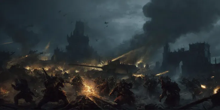 Generate a stunning art style, a true [masterpiece] [best quality] of art. The image showcases [detailed linework], [dynamic shading], and [dramatic lighting], bringing to life a [dreading atmosphere, grim dark coloures]. In the background a {armies fighting,, battlefield,  gothic city, warhammer 40k, artillery, explosion] is to be seen in [grand:1.8, high-scale:1.8, panorama:1.8] from [from below].  A astra militarum,  [full body view. He  is holding a lasgun, holding rilfe. He is wearing a full armour].
<lora:lasgunlorav1:1>