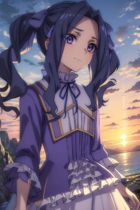 meltyqmelromarc, <lora:melty q melromarc s3-lora-nochekaiser:1>,
melty q melromarc, long hair, ribbon, twintails, blue hair, (purple eyes:1.1), hair ribbon, purple ribbon, (parted bangs:1.5), smile,
BREAK long sleeves, dress, frills, ribbon trim, purple dress,
BREAK outdoors, forest, nature, sun, sky, trees, clouds, grass,
BREAK looking at viewer, (cowboy shot:1.5),
BREAK <lyco:GoodHands-beta2:1>, (masterpiece:1.2), best quality, high resolution, unity 8k wallpaper, (illustration:0.8), (beautiful detailed eyes:1.6), extremely detailed face, perfect lighting, extremely detailed CG, (perfect hands, perfect anatomy),