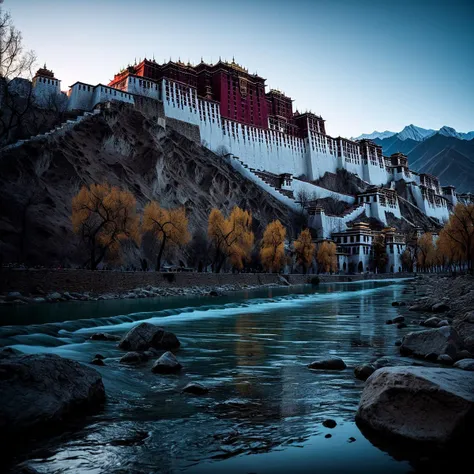 (((In an ancient royal complex with the Potala Palace in the background))), volumetric lighting, vibrant colors, 4k epic detailed, shot on kodak, 35mm photo, sharp focus, high budget, cinemascope, moody, epic, gorgeous, film grain, grainy, low key photography, dramatic lighting, intense emotions, cinematic feel, mysterious ambiance, emphasizing shape and form, creating depth, evoking drama, storytelling through shadows, professional technique,professional lighting, imaginative concept, creative styling, otherworldly aesthetic, surreal visual, captivating narrative, intricate detail, fantastical landscape, editorial storytelling, professional lighting, creating visual impact, evoking emotion, pushing creative boundaries <lora:add-detail-xl:2> <lora:Cosine_freck:1>