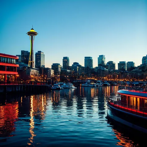 (((In a vibrant waterfront with the Space Needle in the background))), volumetric lighting, vibrant colors, 4k epic detailed, shot on kodak, 35mm photo, sharp focus, high budget, cinemascope, moody, epic, gorgeous, film grain, grainy, low key photography, dramatic lighting, intense emotions, cinematic feel, mysterious ambiance, emphasizing shape and form, creating depth, evoking drama, storytelling through shadows, professional technique,professional lighting, imaginative concept, creative styling, otherworldly aesthetic, surreal visual, captivating narrative, intricate detail, fantastical landscape, editorial storytelling, professional lighting, creating visual impact, evoking emotion, pushing creative boundaries <lora:add-detail-xl:2> <lora:Cosine_freck:1>