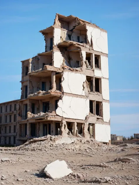 ruinedarchi, ruined building, photo realism, <lora:ruinedarchi:0.6>