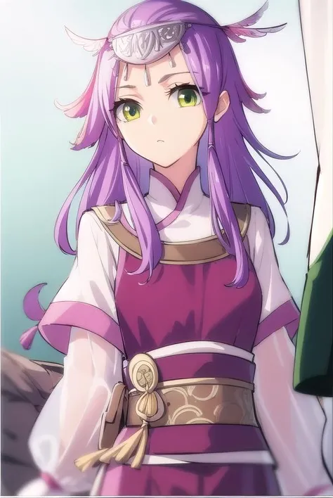 xiaoyixian, <lora:battlethroughtheheavensxiaoyixian-lora-nochekaiser:1>,
xiao yi xian, long hair, (green eyes:1.5), purple hair,
BREAK long sleeves, dress,
BREAK looking at viewer,
BREAK outdoors,
BREAK <lyco:GoodHands-beta2:1>, (masterpiece:1.2), best quality, high resolution, unity 8k wallpaper, (illustration:0.8), (beautiful detailed eyes:1.6), extremely detailed face, perfect lighting, extremely detailed CG, (perfect hands, perfect anatomy),