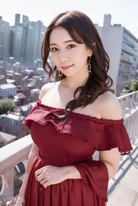 ((Best Quality, 8K, masutepiece :1.3)), Sharp Focus :1.2, beautiful mature women, 48yo, A MILF, ((Loose wet t-shirts)), ((accurate anatomy)), (Huge breasts), (Smile:1.15), Highly detailed face and skin texture, Detailed eyes, (Round face:1.4), Shop at the morning market1.5、Capturing the whole body from a distance2.0