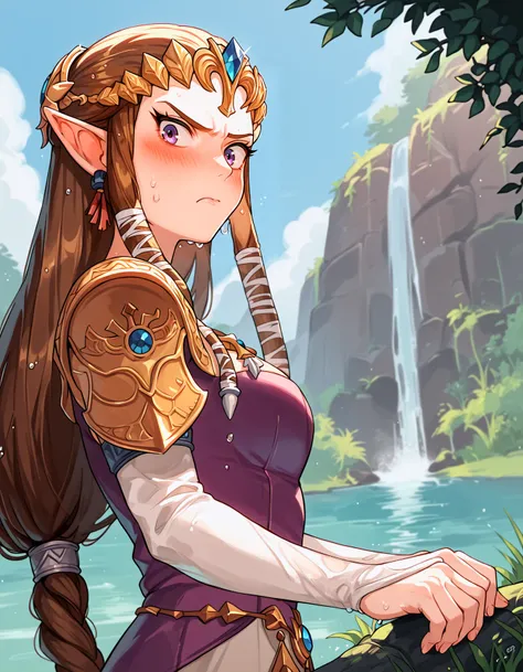 score_9, score_8_up, score_7_up, score_8, score_7, 1girl, tpzlda, the legend of zelda: twilight princess,
annoyed, blush, embarrassed, from below, from side, breast focus, looking at viewer, wet, river,
<lora:tp_zelda_tpzlda_ponyxl_v1:0.8>, 5_fingers,