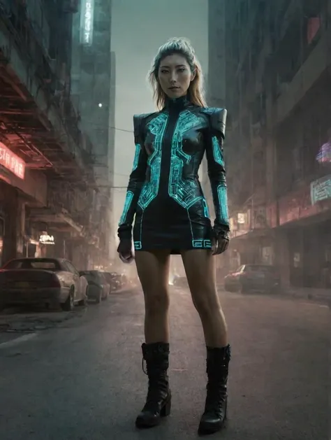 dichen_lachman, cyberpunk android, retro futurism,
bodycon bioluminescent cybernetic clothing,
in a neon post apocalyptic city
<lora:dichen_lachman_prodigy_experimental:1>