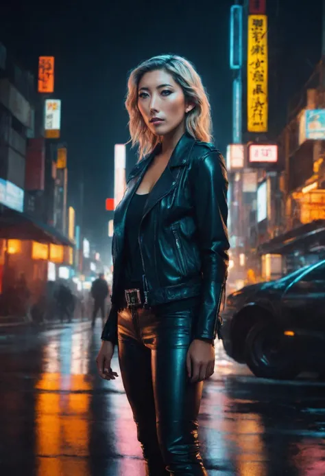 beautiful dichen_lachman as a cyberpunk detective, leather jacket, tank top, (cleavage:0.5), dichen_lachman, (highly detailed:1.2),(best quality:1.2),(8k:1.2),sharp focus,(subsurface scattering:1.1),award-winning photograph,professional portrait photography,(close shot:1.2), rainy futuristic city street at midnight,neon signs
<lora:dichen_lachman_prodigy_experimental:0.9>