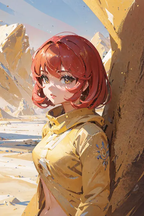 1girl,<lora:YingY-000018:0.8>outdoors,sand,mountain,tree,upper body,