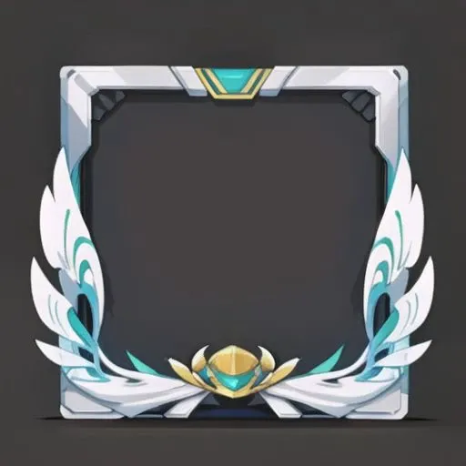 clean dark background, 头像框 , absolute symmetry,  (magical fantasy:0.4), antiquity, future,[faux wings:machete:4.5], class medal structure, V shape pattern, embellished with gold, white|green,Ribbon, masterpiece, best quality,