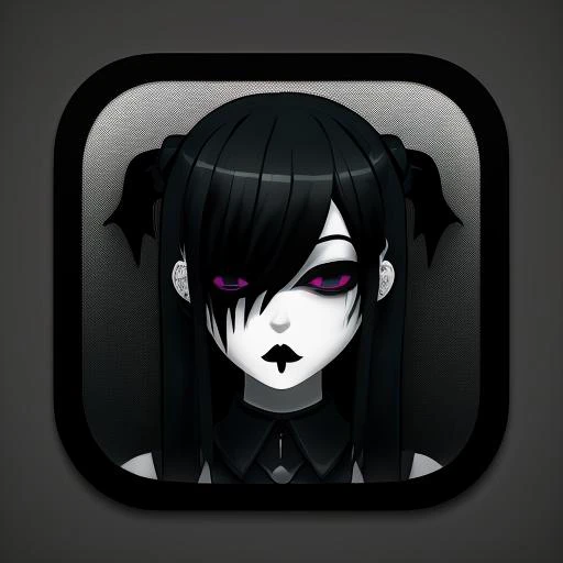 app icon on a emo girl, gothic, <lora:IconsRedmond15V-Icons:0.8> icons,