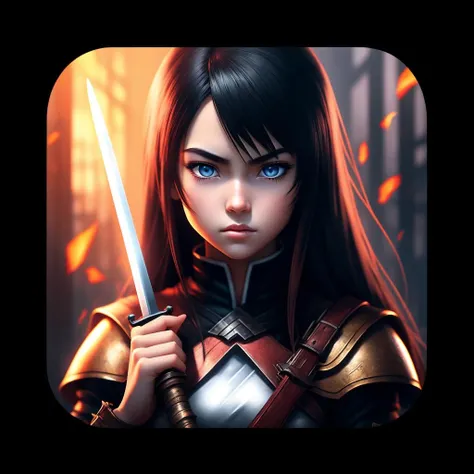 1girl, holding a sword, anime style, epic, cinematic, , icons, ios icon app, icons app
,<lora:icons15Config4WithoutTE:1>