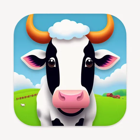 A  cute cow, farm game, , icons, ios icon app, icons app
,<lora:icons15Config4WithoutTE:1>