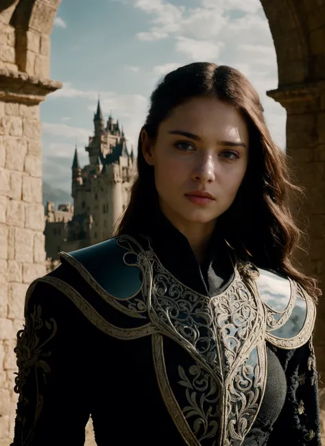 from Game of Thrones <lora:game_of_thrones_offset:1>, (masterpiece), (extremely intricate:1.3), (realistic), portrait of a girl, the most beautiful in the world, (medieval armor), metal reflections, upper body, outdoors, intense sunlight, far away castle, professional photograph of a stunning woman detailed, sharp focus, dramatic, award winning, cinematic lighting, octane render, unreal engine, volumetrics dtx