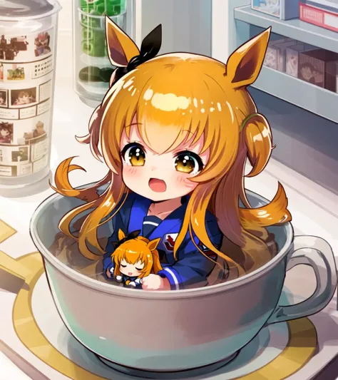 (chibi) in cup;  1girl, MayanoTopgun, horse girl, chibi, in container, cup, solo, minigirl, mini person, 
<lyco:in_container-step-30000:1>   <lyco:umamusume_extract_convP02_linearP06:0.8>