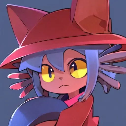 <lora:niko_1:1>, masterpiece, best quality, niko, yellow eyes, person, red hat, hat, red dress, blue hair, simple background,