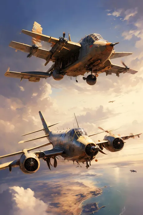 masterpiece,best quality,wasteland,aircraft,sky,