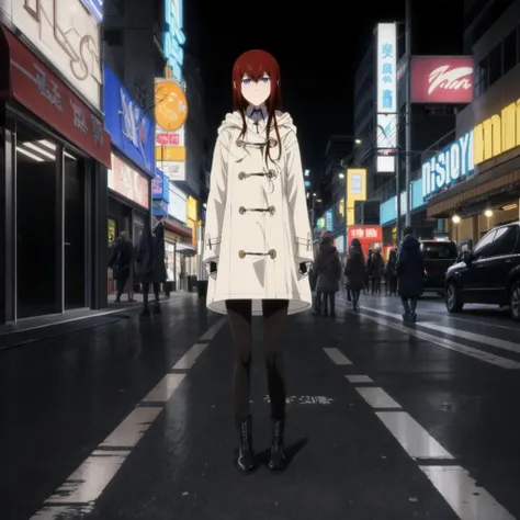 <lora:KurisuMakise001:0.7>,<lora:add_detail:0.8>,<lora:boldline:-0.8>,<lora:noline:0.3>,
KurisuMakise,1girl,solo,
coat,hood,
black pantyhose,
black footwear,boots,
full body,
city,night,neon,night_sky,city lights,