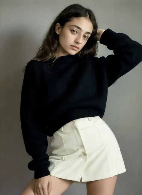 analog style, a photo of sks woman, wearing a black sweater, posing for the camera, modelshoot style, Sharp, 8k, <lyco:debaHekmat:1.3>