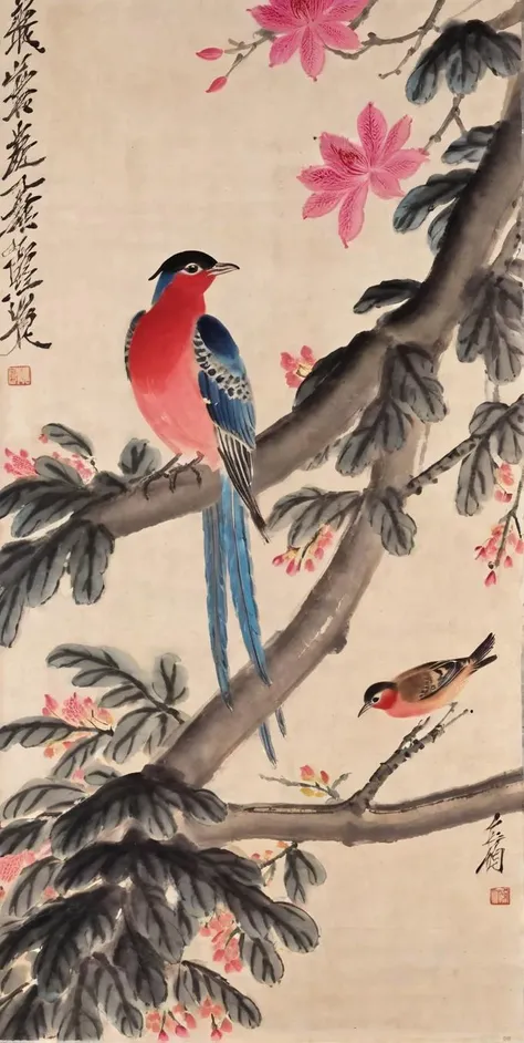 2girls,<lora:baishi_xl_0_-000004:1>,baishi,chinese freehand painting,spring palace chart,nsfw,