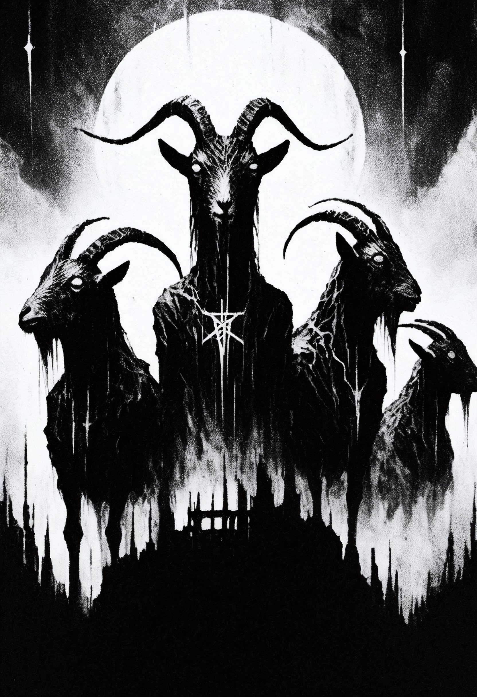 blackmetal style, xerox, black and white, white sky, goats,
<lora:black_metal_art:1.0>