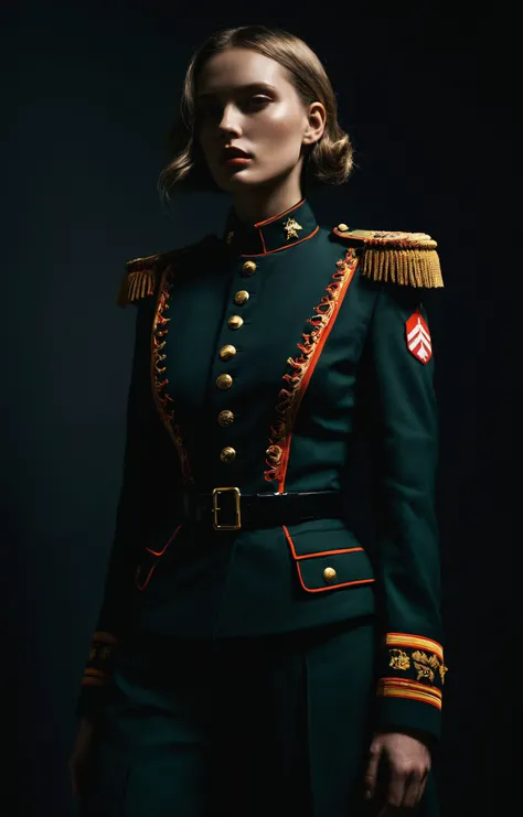 , Army Chic aesthetic, vivid colors, stunning background. dark and moody, a mesmerizing blend of light and shadow. masterpiece, absurdres, intricate details
