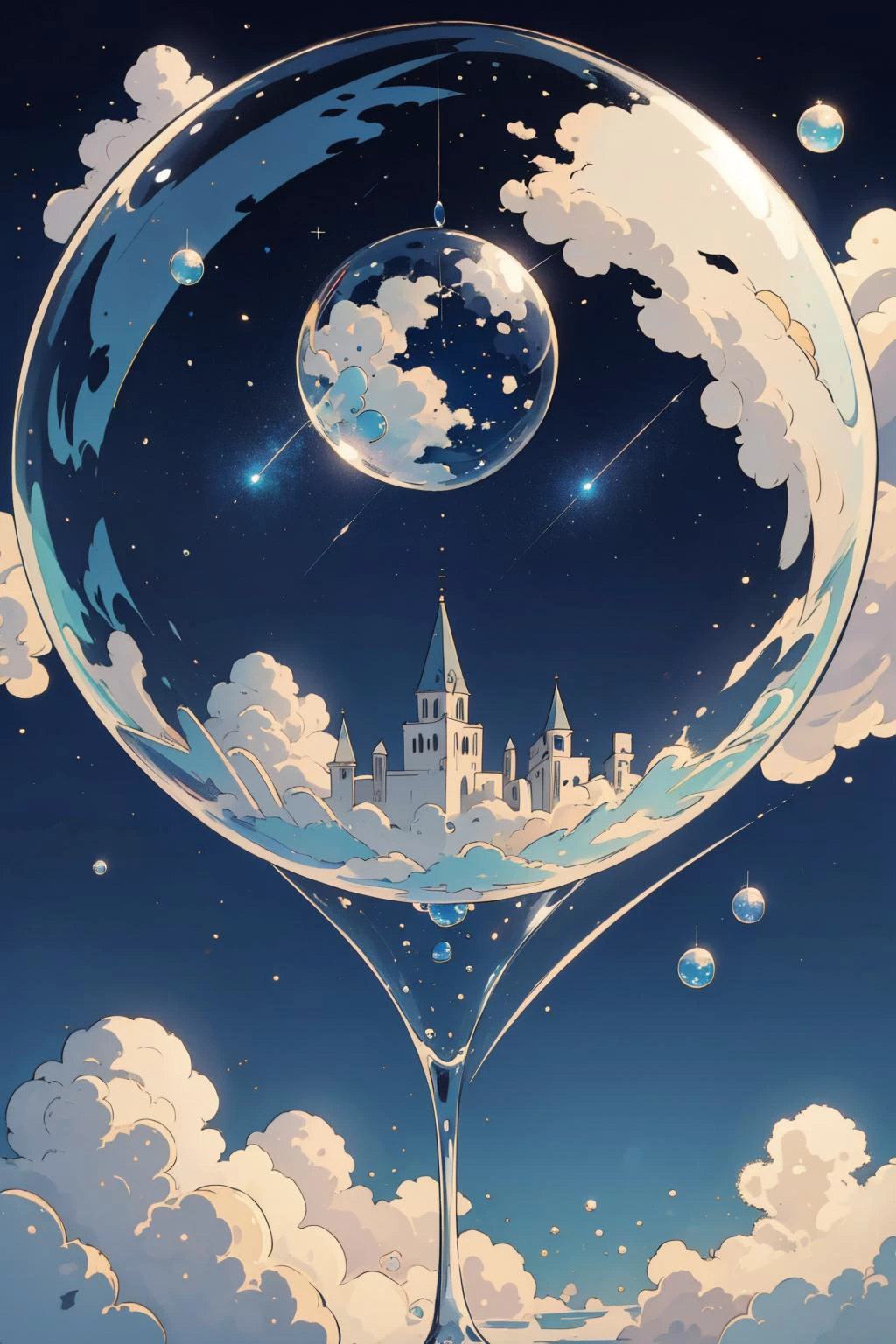 masterpiece:1.13), (extreme quality:1.0), a beautiful scenery landscape surrounding a single peaceful floating bubble, beautiful, rz88p4stl , detailed, realistic, 8k uhd, high quality
