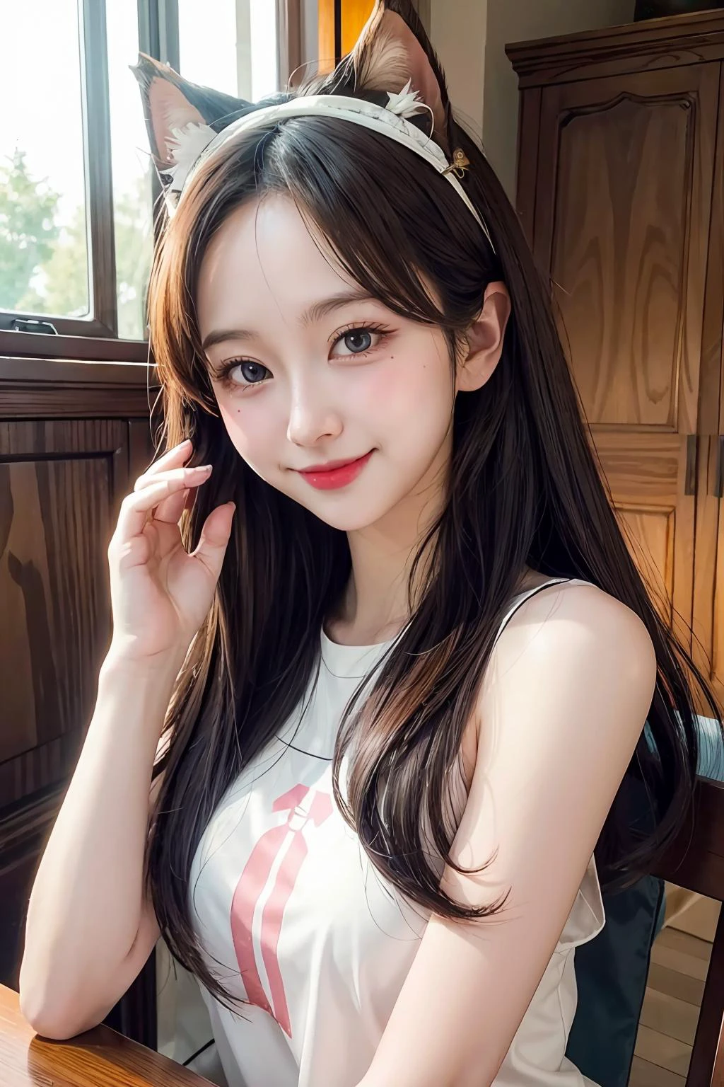 Highly detailed, High Quality, Masterpiece, beautiful, 1girl, solo, Irelia, HeadpatPOV, headpat, pov, smile, blush, <lora:hannah_kmz-02:1>