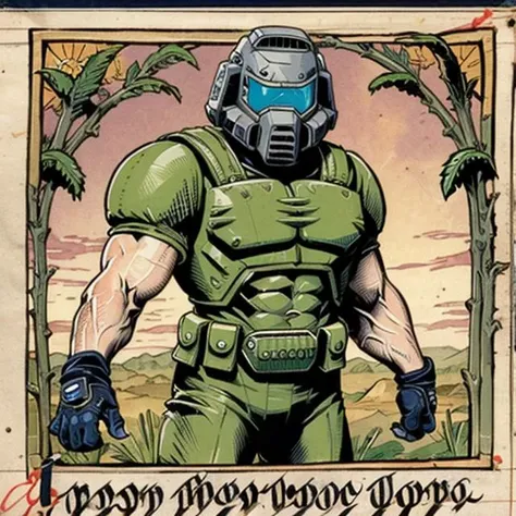 (bestiary_style:1.2), doomguy, cartoon
 <lora:doomguy:0.7>  <lora:bestiary_style:1>