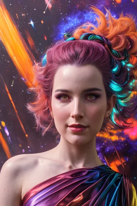 modelshoot style, (extremely dertailed CG unity 8k wallpaper),  render of beautiful aellagirl, red head purple hair, private school uniform, cosmic energy background, galaxy explosion in the background, bright neon lights, professional majestic oil painting by Ed Blinkey, Atey Ghailan, Studio Ghibli, by Jeremy Mann. Greg Manchess, Antonio Moro, trending on ArtStation, trending on CGSociety, intricate, high detailed, sharp focus, dramatic, photorealistic painting art by Midjourney and Greg Rutokski