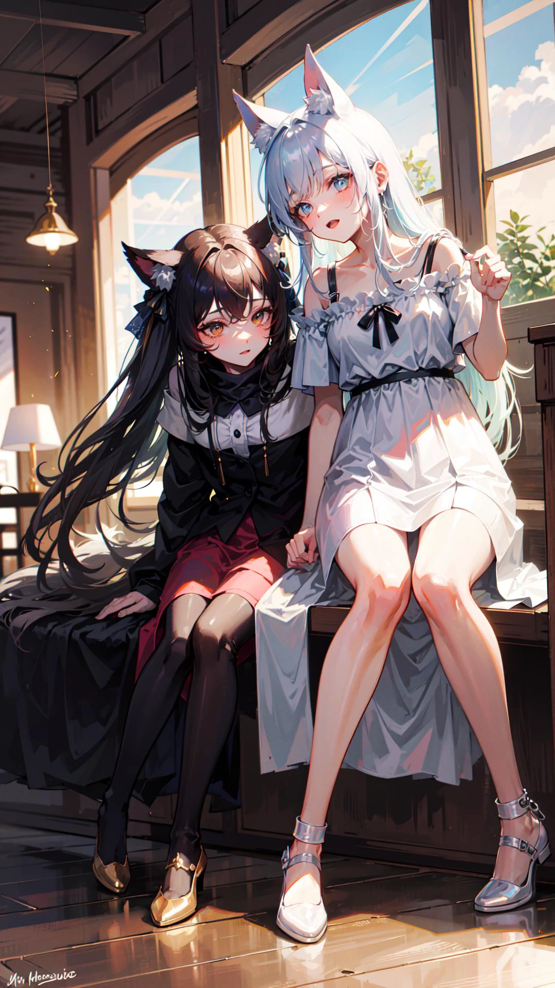 ((absurdres, masterpiece)) sitting on the moon, kitsune, (((spirits))), godly, mythical beasts