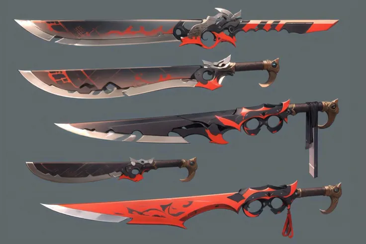 weapon, reference sheet, weapon focus, simple background, grey background, no humans, concept art, knife