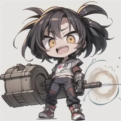 (chibi:1.3), 1boy, solo, (smile:1.2), (brown eyes:1.4), symmetry eyes, thin eyebrows, (medium hair:1.4), (black hair:1.5), bangs, hair over one eye, disheveled, parted lips, (score_9, score_8, score_7, jacket, shirt, pants, sneakers, clawed gauntlets,:D :1.5) , (image centered, rule of thirds,full body:1.3), (thick outlines +5:1.3), (white background:1.5),,light particles, light rays, sidelighting, moody lighting, dynamic angle, masterpiece,best quality,ultra-detailed,very detailed illustrations, extremely detailed, intricate details, highres,super complex details, extremely detailed, ,caustics,reflection,ray tracing, badhandv4, ng_deepnegative_v1_75t, <lora:add_detail:1>, <lyco:GoodHands-beta2:0.8>, <lora:Ikaplay07-000010:0.7>, ika07, <lora:Ikaplay6-000010:0.3>, ika6 , <lora:yuzusoft-chibiV2:1>