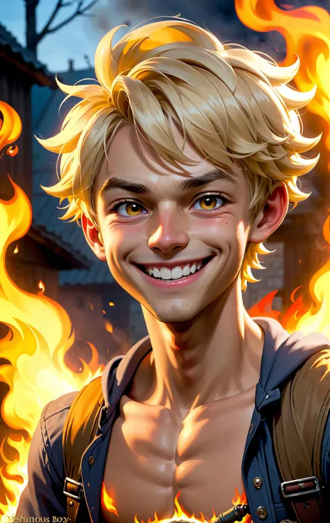 Mischievous boy,
Blonde with a charming smile
Pyromaniac
