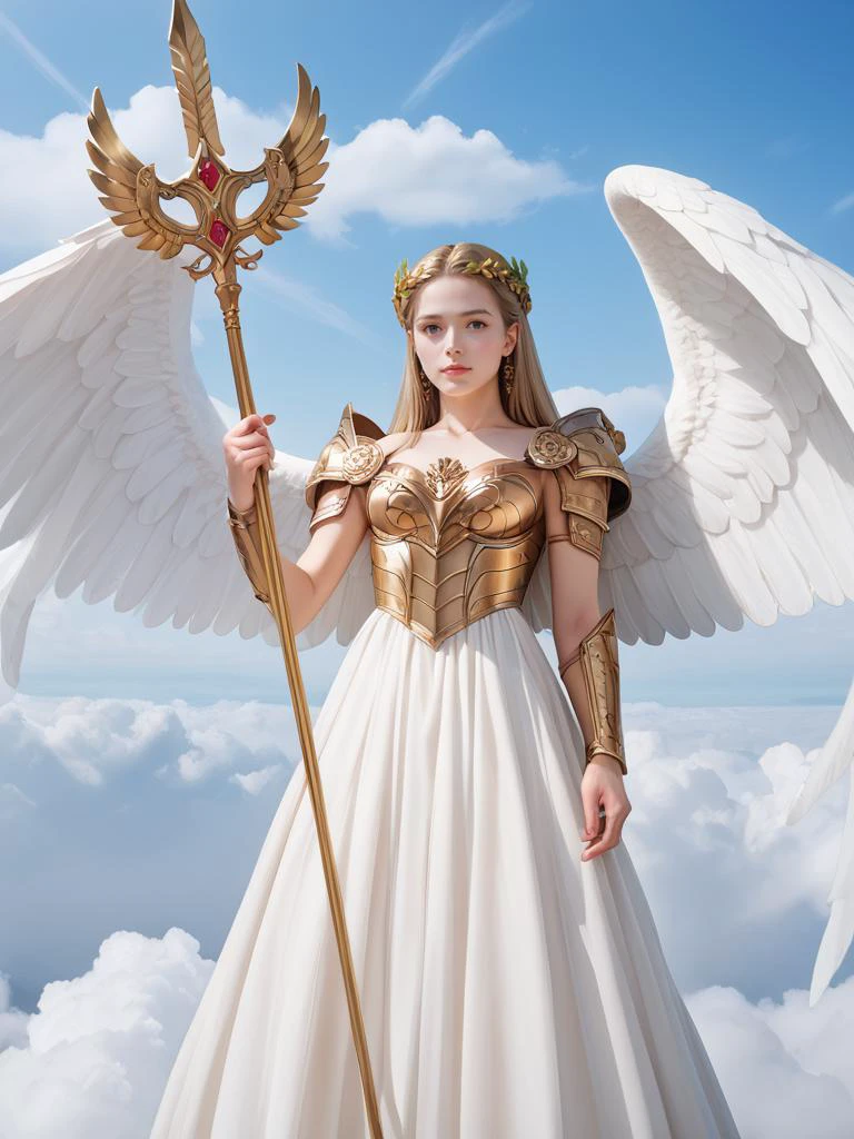 score 9,score 8 up,score 7 up,score 6 up,
valkyrie in gorgeous armor is holding a spear in hand,(solo:1.1),standing,golden laurel wreath crown,goddess,pale skin,beautiful face,armored dress,wings,looking at viewer,cloudy sky,holy light,light from clouds,fantasy theme,
(masterpiece, top quality, best quality, extreme detailed, highest detailed, official art, beautiful and aesthetic:1.2),(extremely detailed CG unity 8k wallpaper),
<lora:add-detail-xl:0.5>,