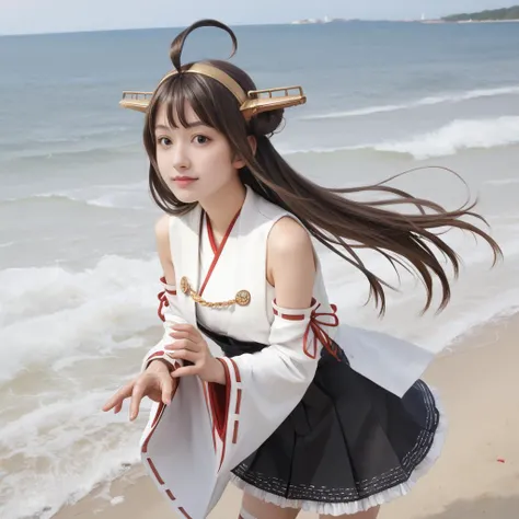 score_9, score_8_up, score_7, realistic, real, 1girl, kongoukainiKC,long hair, skirt, thighhighs, ahoge, hairband,detached sleeves, japanese clothes, black skirt, hair bun, double bun, headgear, ribbon trim, nontraditional miko, ribbon-trimmed sleeves, beach, sea, surfing, on wave,
<lora:kongou:1>