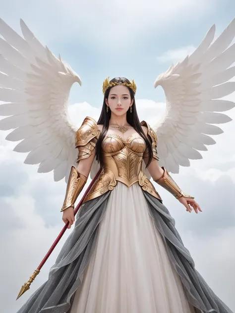 score 9,score 8 up,score 7 up,score 6 up,
valkyrie in gorgeous armor is holding a spear in hand,(solo:1.1),standing,golden laurel wreath crown,goddess,pale skin,beautiful face,armored dress,wings,looking at viewer,cloudy sky,holy light,light from clouds,fantasy theme,
(masterpiece, top quality, best quality, extreme detailed, highest detailed, official art, beautiful and aesthetic:1.2),(extremely detailed CG unity 8k wallpaper),
<lora:add-detail-xl:0.5>,