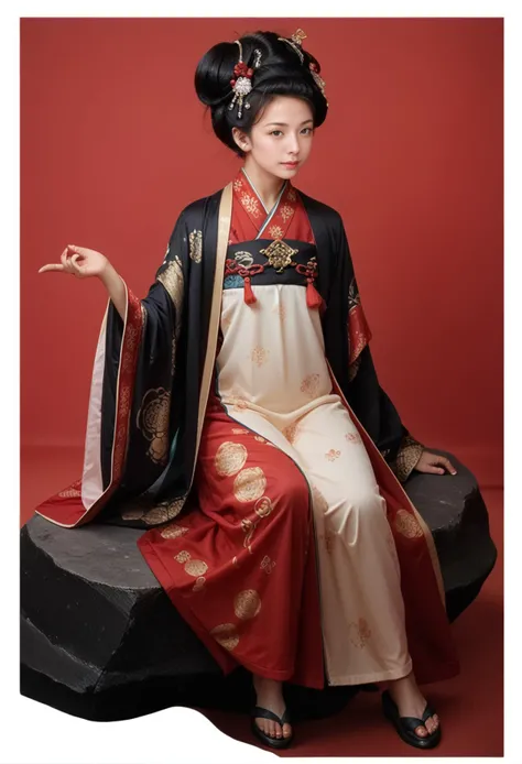 score_9,score_8_up,score_7_up,
black hair,1girl,solo,(red background),sitting on rock,,ruanyi0521,chinese clothes,hanfu,robe,wide sleeves,shawl,<lora:0521 Chang'an Yimeng_v1_pony:1>