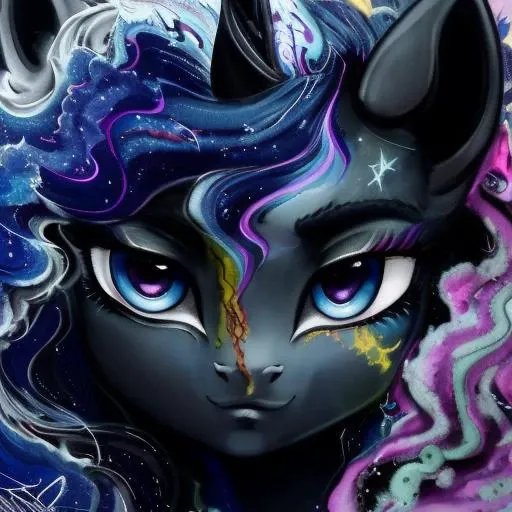 pony princess luna, extreme closeup, intricate detail, metallic, reflective, [evil:3, ]Ornate, countershading, trending on Getty Images, pony[ fluxus:6] [concrete art :3]by ([Alena Aenami Lovis Corinth Charles White:Anselm Kiefer Carne Griffiths Nick Silva:11]:[1.1:1.24:5])