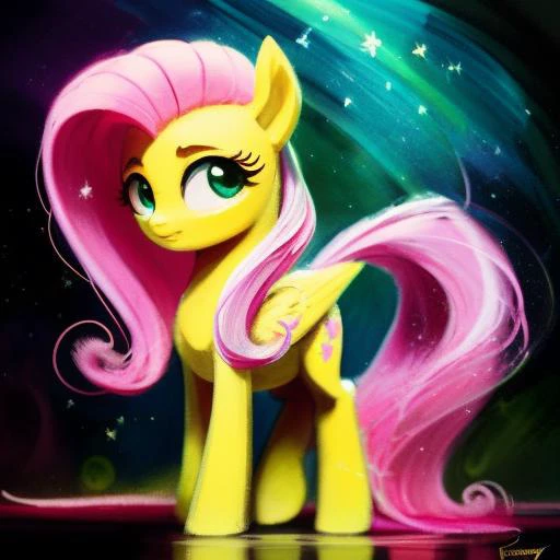 pony fluttershy, galaxy sized, intricate detail, countershading, vibrant cinematic lighting, [nonchalant:3, ]sharp focus, highly detailed, trending on zbrushcentral, pony[ de stijl:6] [render :3]by ([Patrick Dougherty Carne Griffiths :4](Arshile Gorky Artemisia Gentileschi:0.9):1.1)