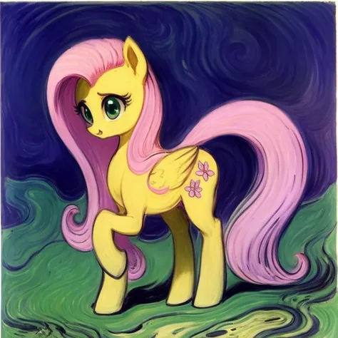 pony fluttershy, acid rain, intricate detail, chiselled, smooth tumbled stone, [petrified:3, ]Far-reaching, Refined, trending on Getty Images, pony[ superflat:6] [expressionism :3]by (Edvard Munch Seb McKinnon Anton Otto Fischer:1.1)