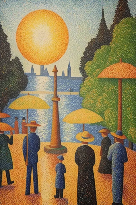 <lora:Paul Signac Style:1>Paul Signac Style - Develop a Post-Impressionist painting, showcasing either Seurat's pointillism technique on canvas