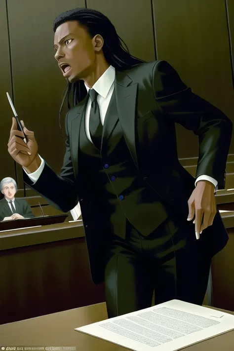 masterpiece, extremely detailed, best quality, original, dynamic posture, dynamic angle
a black lawyer arguing in the law court
