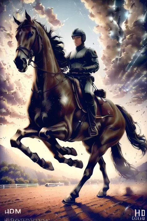 ((((photorealistic))), ((cinematic photography)), HDR, octane rendered, masterpiece, extremely detailed, best quality, original, dynamic posture, dynamic angle, full body
a jockey and his horse