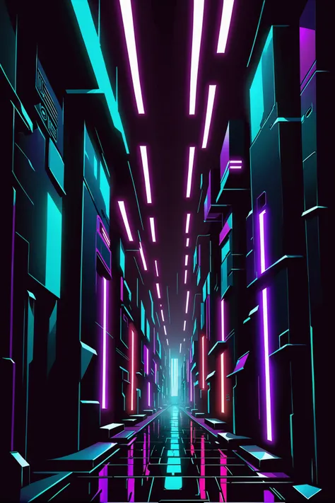 solid colors, scifi, dark alley in a infinite scifi metropolis at the beginning of time, masterpiece<lora:EnvyFacetedXL01:1>