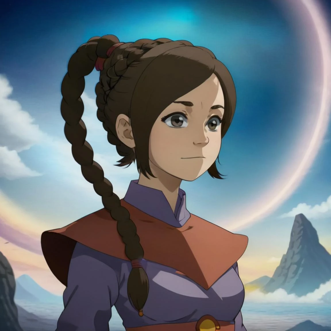 ethereal fantasy concept art of ,tylee, 1girl, 1 braid, 2d, full body, <lora:ty-000004:0.7> , . magnificent, celestial, ethereal, painterly, epic, majestic, magical, fantasy art, cover art, dreamy