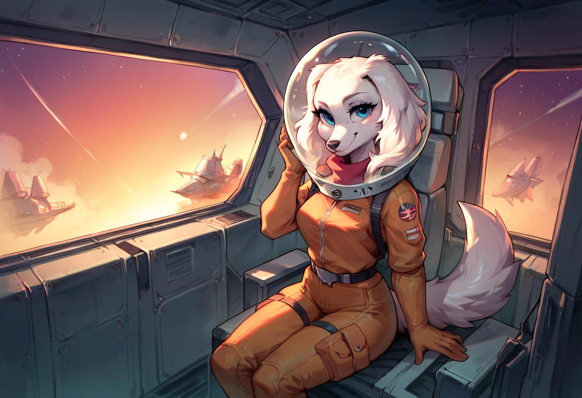 score_9, score_8_up, score_7_up, score_6_up,score_5_up,score_4_up, source furry, 1girl, fay, furry, cute, sexy, intense, concentrated, white space pilot costume, space helmet, sitting down on pilot seat, busy, in fighter ship, in space port, crowded, <lora:Fay_Sinclair_Fay_Spaniel_Star_Fox:.8>alien<lora:EnvyPulpScifiXL:1.4:1.4:lbw=ALL>, ZPDXL
