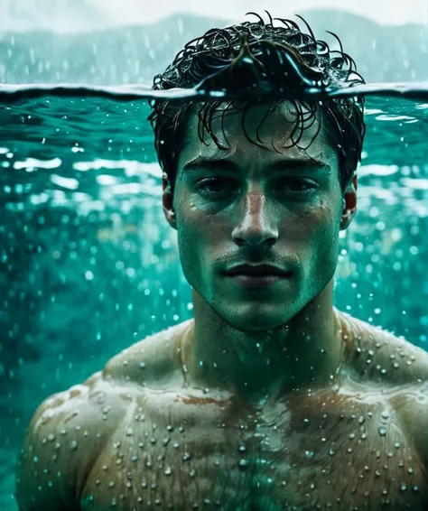 cinematic photo cinematic film still Shirtless Ezra Miller a man <lora:Froy-Gutierrez_Ezra-Miller:0.8> in water, caustics . shallow depth of field, vignette, highly detailed, high budget, bokeh, cinemascope, moody, epic, gorgeous, film grain, grainy . 35mm photograph, film, bokeh, professional, 4k, highly detailed