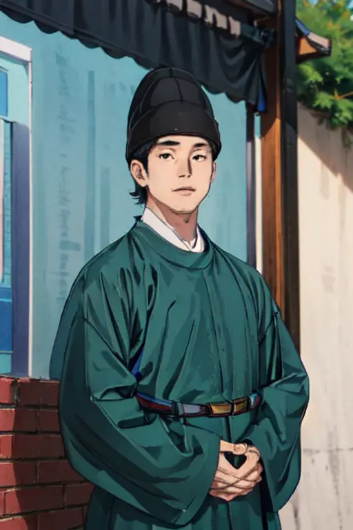 1male, hanbok, hat, faceonly, outdoors, korean clothes, long sleeves, black eyes, in room,
<lora:hanbok_nesi_v1:0.8>