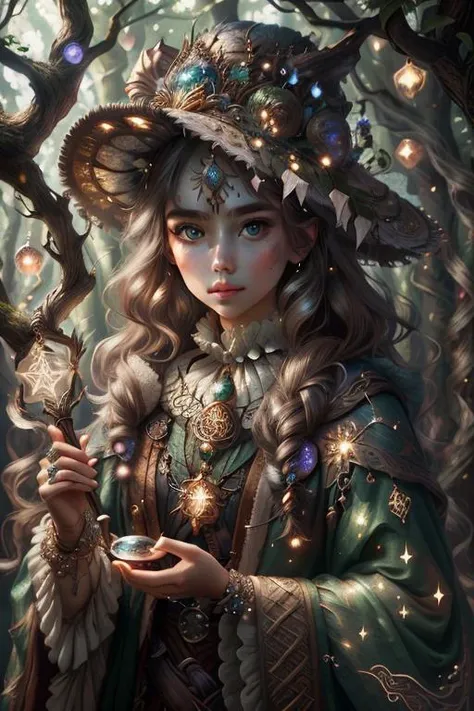 1girl in a mythical forest, masterpiece, perfect face, intricate details <lora:WizardCoreAISD15:0.7> wizardcoreai