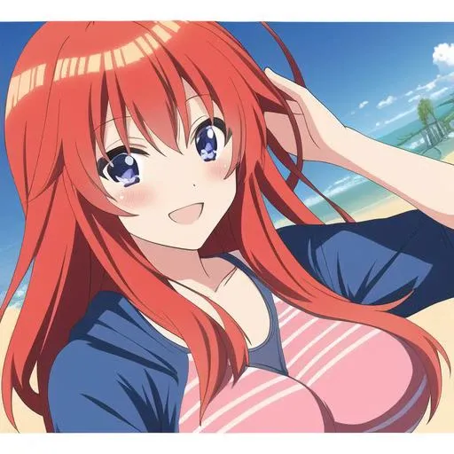 <hypernet:itsukinakano:0.7>, itsuki nakano, highres,(masterpiece_1.0),swimsuit,smirk