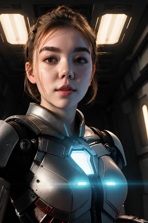 syndicet1 , ((best quality)), ((masterpiece)), (detailed), Midjourney Style, close-up, woman, robot, red eyes, concept art, inspired by Marek Okon, digital art, Crysis Nanosuit, futuristic, (glowing elements:1.1), 4:3 aspect ratio, dynamic duo